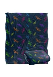 JQ Licensing James Piazza Neon Dragonflies Pattern Silky Touch Super Soft Throw Blanket 152 X 127 cm in White - thumbnail 2