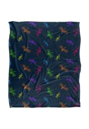 JQ Licensing James Piazza Neon Dragonflies Pattern Silky Touch Super Soft Throw Blanket 152 X 127 cm in White - thumbnail 1