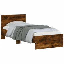 Berkfield Home Durable Bed Frame Frame with Headboard Smoked Oak 75x190 cm Small in Brown - Size: Small Single - thumbnail 4