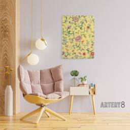 "Artery8 Owen Jones Vintage Chinese Flower Pattern Canvas Wall Art Print in Yellow - Size: W12"" x H16""" - thumbnail 3