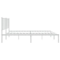 Berkfield Home Metal Bed Frame with Headboard White 120x200 cm - Size: Small Double - thumbnail 6