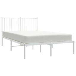 Berkfield Home Metal Bed Frame with Headboard White 120x200 cm - Size: Small Double - thumbnail 3