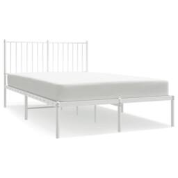 Berkfield Home Metal Bed Frame with Headboard White 120x200 cm - Size: Small Double - thumbnail 2