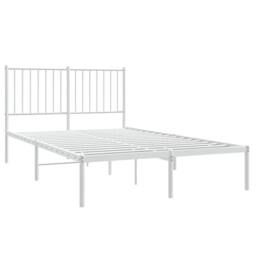 Berkfield Home Metal Bed Frame with Headboard White 120x200 cm - Size: Small Double - thumbnail 4
