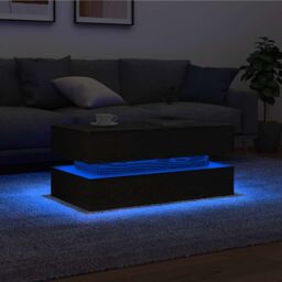 Berkfield Home Coffee Table with LED Lights Black Oak 90x50x40 cm - Size: 90 x 50 x 40 cm - thumbnail 1