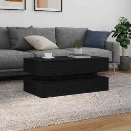 Berkfield Home Coffee Table with LED Lights Black Oak 90x50x40 cm - Size: 90 x 50 x 40 cm - thumbnail 5