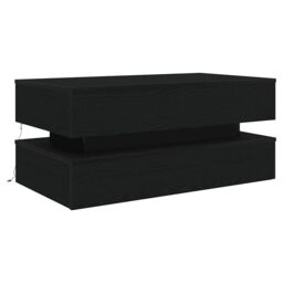 Berkfield Home Coffee Table with LED Lights Black Oak 90x50x40 cm - Size: 90 x 50 x 40 cm - thumbnail 2