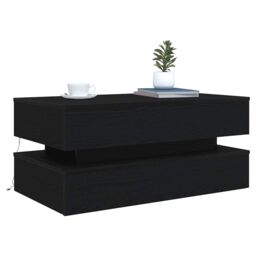 Berkfield Home Coffee Table with LED Lights Black Oak 90x50x40 cm - Size: 90 x 50 x 40 cm - thumbnail 6