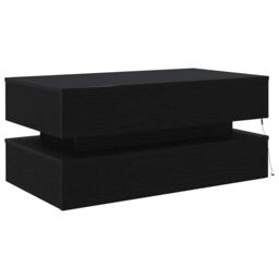 Berkfield Home Coffee Table with LED Lights Black Oak 90x50x40 cm - Size: 90 x 50 x 40 cm - thumbnail 9