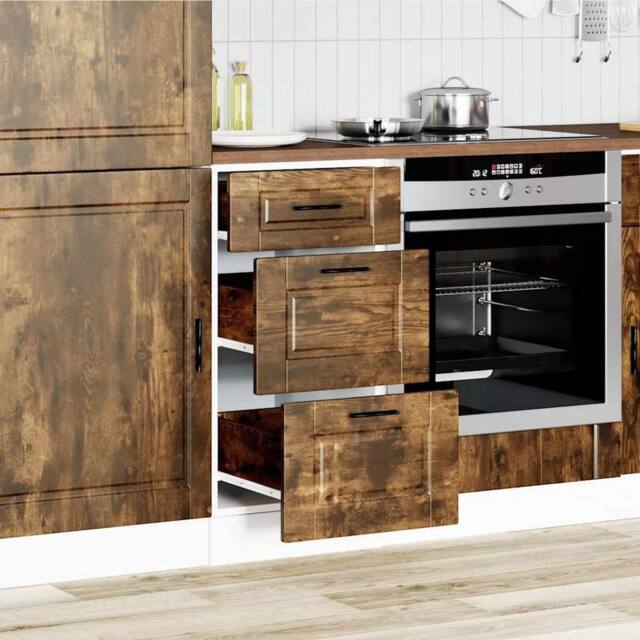 Berkfield Home Kitchen Base Cabinet Porto Smoked Oak Engineered Wood in Brown - image 1