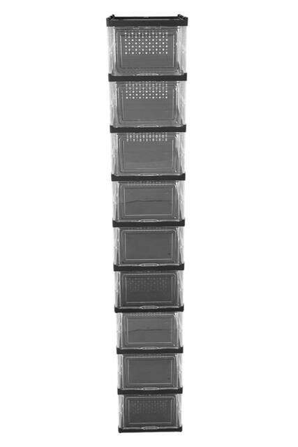 Living and Home 9-Tier Foldable Shoe Cabinet Shoe Storage Box in Black - image 1