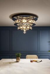 Living and Home Crystal Double Layer Round Dimmable LED Ceiling Light in Silver - thumbnail 1