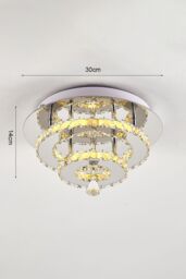 Living and Home Crystal Double Layer Round Dimmable LED Ceiling Light in Silver - thumbnail 3