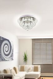 Living and Home Crystal Double Layer Round Dimmable LED Ceiling Light in Silver - thumbnail 6