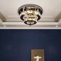 Living and Home Crystal Double Layer Round Dimmable LED Ceiling Light in Silver - thumbnail 5