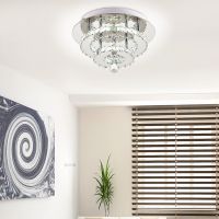 Living and Home Crystal Double Layer Round Dimmable LED Ceiling Light in Silver - thumbnail 2