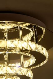 Living and Home Crystal Double Layer Round Dimmable LED Ceiling Light in Silver - thumbnail 4