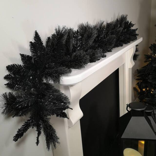 Samuel Alexander 6ft (1.8m) Premier PVC Plain Black Tipped Artificial Christmas Halloween Garland - image 1