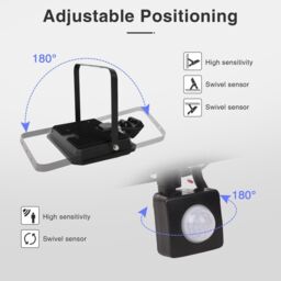 Alivio LED Floodlight Outside Light 50W Security Flood Outdoor Garden Spotlights in Black - thumbnail 6