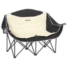 OUTSUNNY Double Camping Chair for Adults with Armrests, Cup Holders, Khaki - thumbnail 2