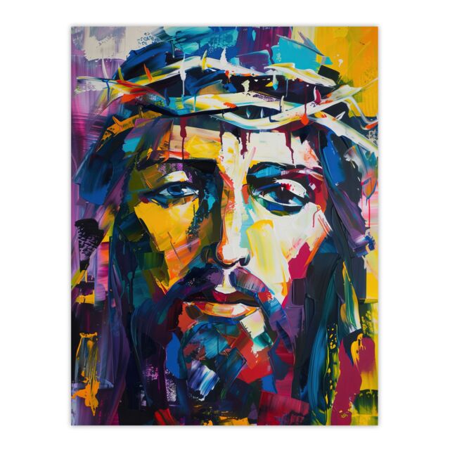 "Artery8 Jesus Thorn Crown Portrait Modern Portrait Wall Art Print - Size: W12"" x H16""" - image 1