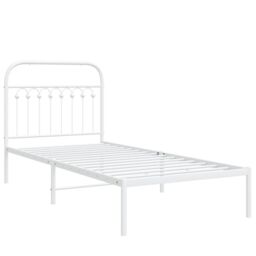 Berkfield Home Metal Bed Frame without Mattress with Headboard White 90x190cm - Size: 90x190 cm - thumbnail 3