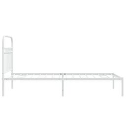 Berkfield Home Metal Bed Frame without Mattress with Headboard White 90x190cm - Size: 90x190 cm - thumbnail 5