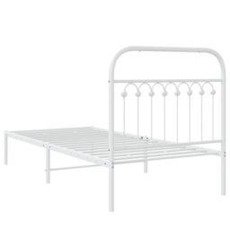 Berkfield Home Metal Bed Frame without Mattress with Headboard White 90x190cm - Size: 90x190 cm - thumbnail 6