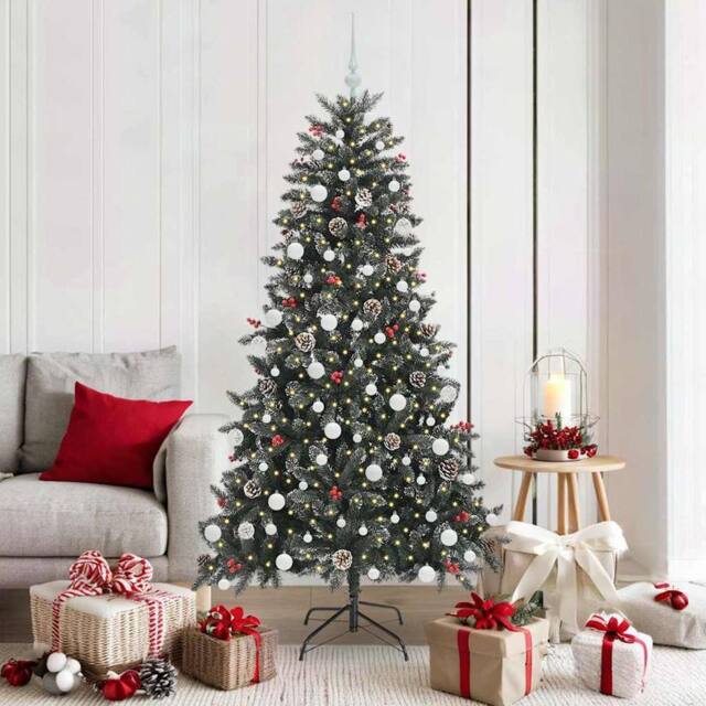 Berkfield Home Artificial Christmas Tree with 300 LEDs Green 99 x 99 x 180 cm - image 1