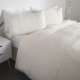 OHS Filled Pinsonic Arches Panel Duvet Cover Bedding Set in Cream - Size: King - thumbnail 3