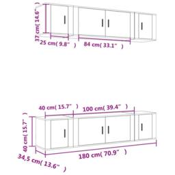 Berkfield Home Classic 6 Piece TV Cabinet Set White Engineered Wood - thumbnail 7