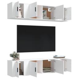 Berkfield Home Classic 6 Piece TV Cabinet Set White Engineered Wood - thumbnail 1