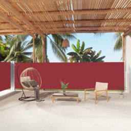 Berkfield Home Retractable Side Awning Red 160x1000 cm - thumbnail 1