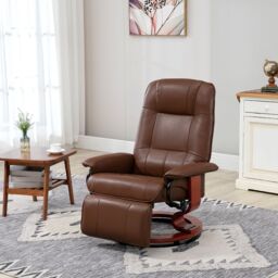 HOMCOM Ergonomic Office Recliner Sofa Chair PU Leather Armchair Lounger in Brown - thumbnail 1