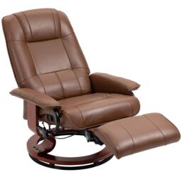 HOMCOM Ergonomic Office Recliner Sofa Chair PU Leather Armchair Lounger in Brown - thumbnail 2