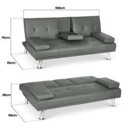 Bravich LTD Manhattan Sofa Bed 2 Seater Faux Leather Click Clack in Beige - thumbnail 8