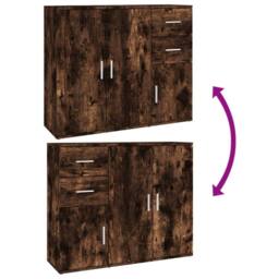Berkfield Home Sideboard Smoked Oak 91x29.5x75 cm Engineered Wood in Brown - thumbnail 9
