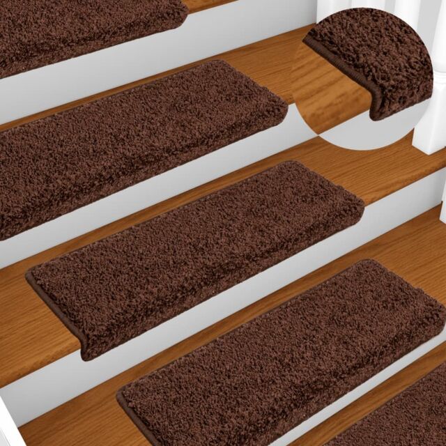 Berkfield Home Stair Mats 10 pcs 65x21x4 cm Brown - Size: Medium - image 1