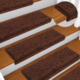 Berkfield Home Stair Mats 10 pcs 65x21x4 cm Brown - Size: Medium - thumbnail 1