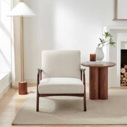 FurnitureboxUK Esmeray Beige Fabric Mid Century Modern Accent Chair - thumbnail 2
