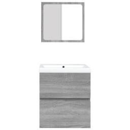 Berkfield Home Bathroom Sink Cabinet with Basin & Mirror Grey Sonoma - thumbnail 4