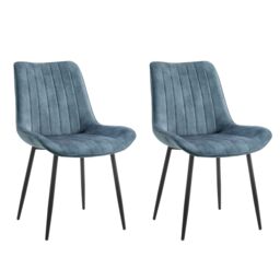Home Detail Georgia Dining Chair Set of 2, Grey Faux Leather in Blue - Size: 2 Pack - thumbnail 1