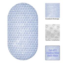 Showerdrape Medina Anti Slip PVC Bath Mat 69cm x 36cm - 2 Set in Blue - Size: 69 cm x 36 cm