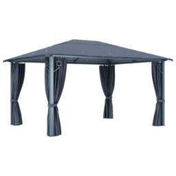 Berkfield Home Gazebo with Curtain 400 x 300 cm Anthracite Aluminium in Black - thumbnail 4