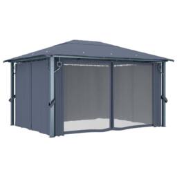 Berkfield Home Gazebo with Curtain 400 x 300 cm Anthracite Aluminium in Black - thumbnail 3