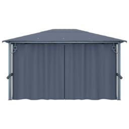 Berkfield Home Gazebo with Curtain 400 x 300 cm Anthracite Aluminium in Black - thumbnail 6