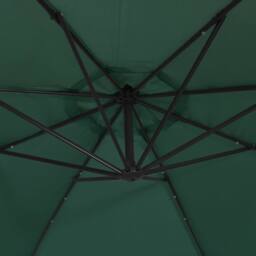 Berkfield Home Hanging Parasol with LED Lighting 300 cm Green Metal Pole - thumbnail 9