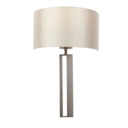 Loops Brushed Bronze Slotted Wall Light Fitting & Mink Satin Half Shade - Dimmable
