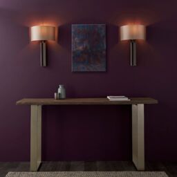 Loops Brushed Bronze Slotted Wall Light Fitting & Mink Satin Half Shade - Dimmable - thumbnail 5