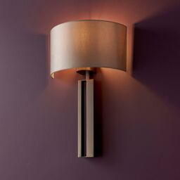 Loops Brushed Bronze Slotted Wall Light Fitting & Mink Satin Half Shade - Dimmable - thumbnail 3